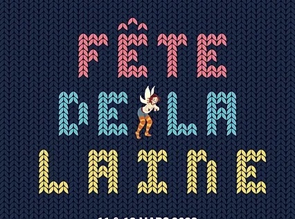 Affiche colorée pour la Fête de la Laine, célébrant l'artisanat autour de la laine normande.