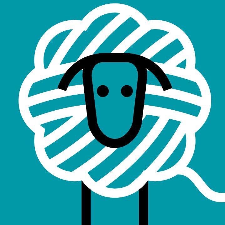 Logo stylisé d'un mouton en pelote de laine sur fond coloré, représentant l'artisanat et le savoir-faire normand.