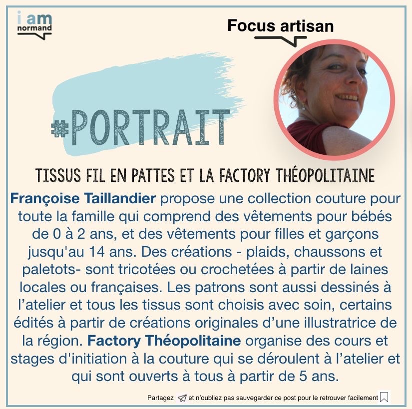 Portrait de Françoise Tailliandier, créatrice de vêtements écoresponsables pour toute la famille, alliant laine locale et artisanat.