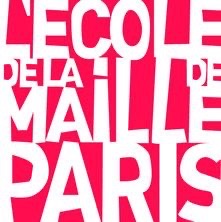 Logo de l'École de la Maille à Paris, avec un design moderne et des couleurs vives.