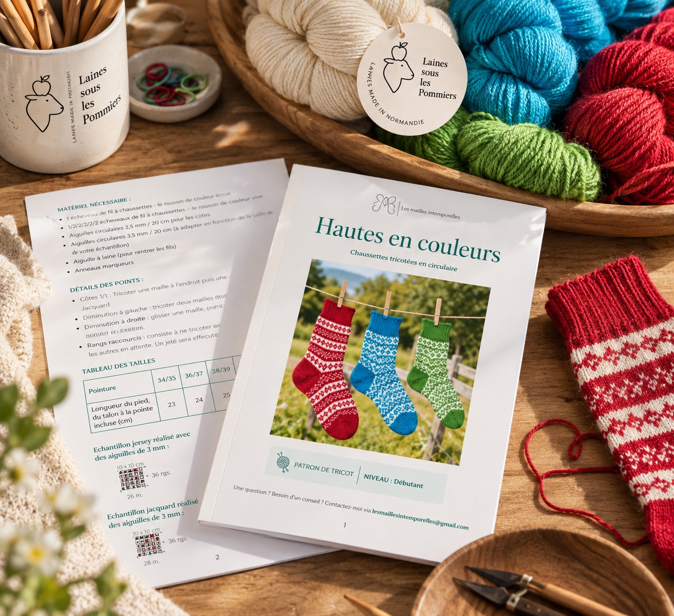 Hautes en couleurs — Trois modèles de chaussettes à tricoter en rond – Image 2